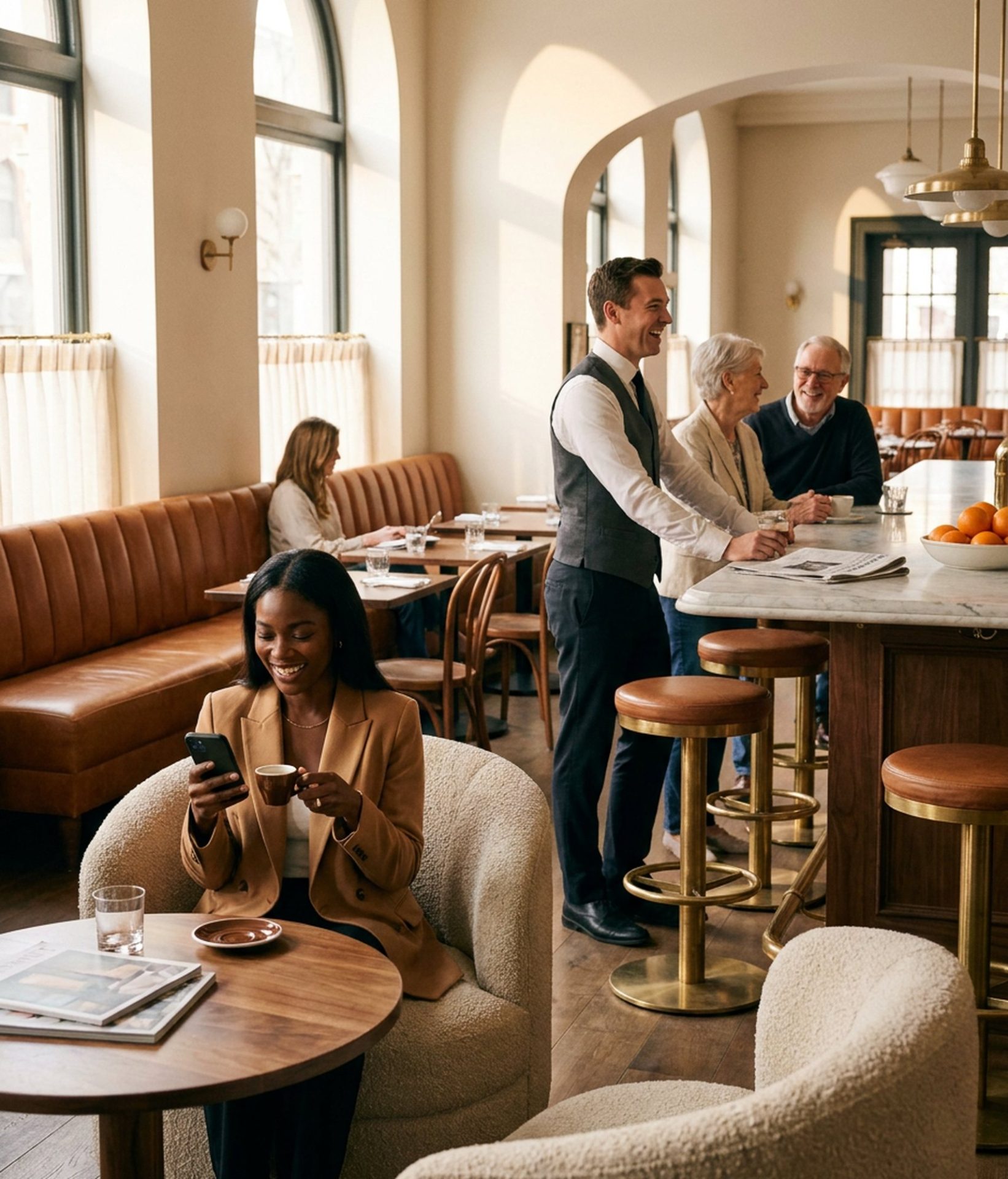 Hotel lobby lounge and bar furnished by Sumner